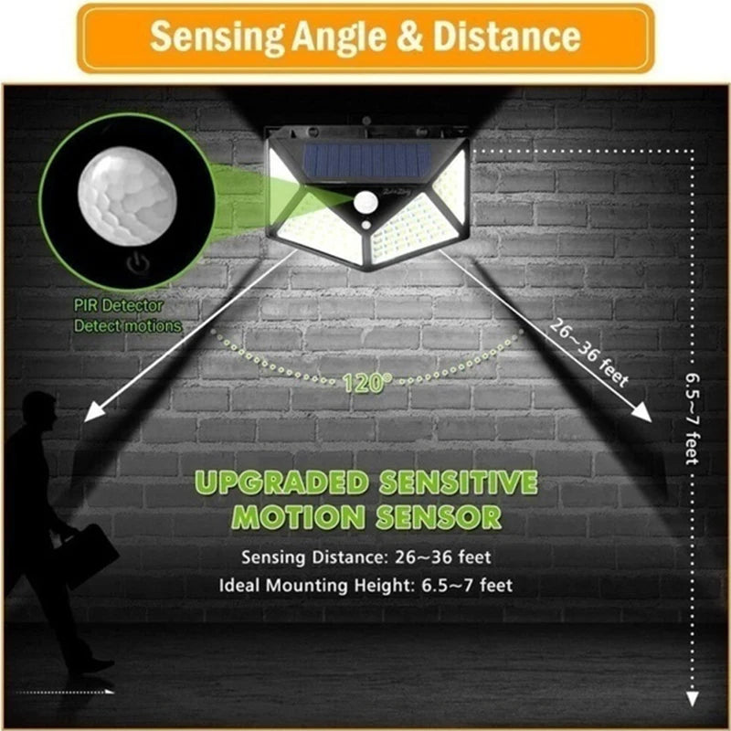 1/2/4/8/12Pcs 100 LED Solar Wall Lights Outdoor Solar Lamp PIR Motion Sensor Solar Powered Sunlight Street Light Garden Light