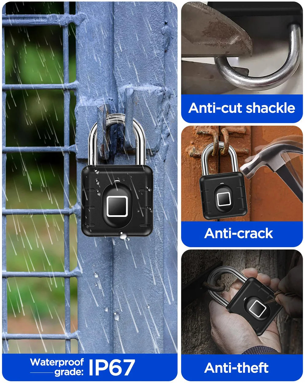 Fingerprint Padlock Waterproof Lock