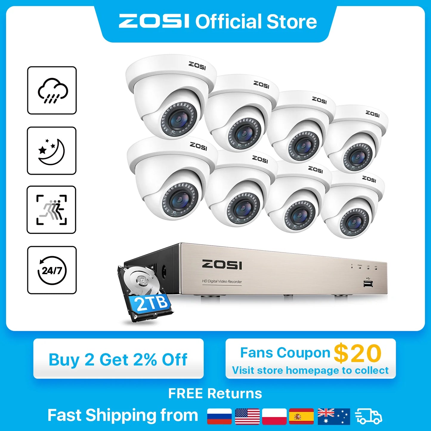 1080P Wired Security Camera System