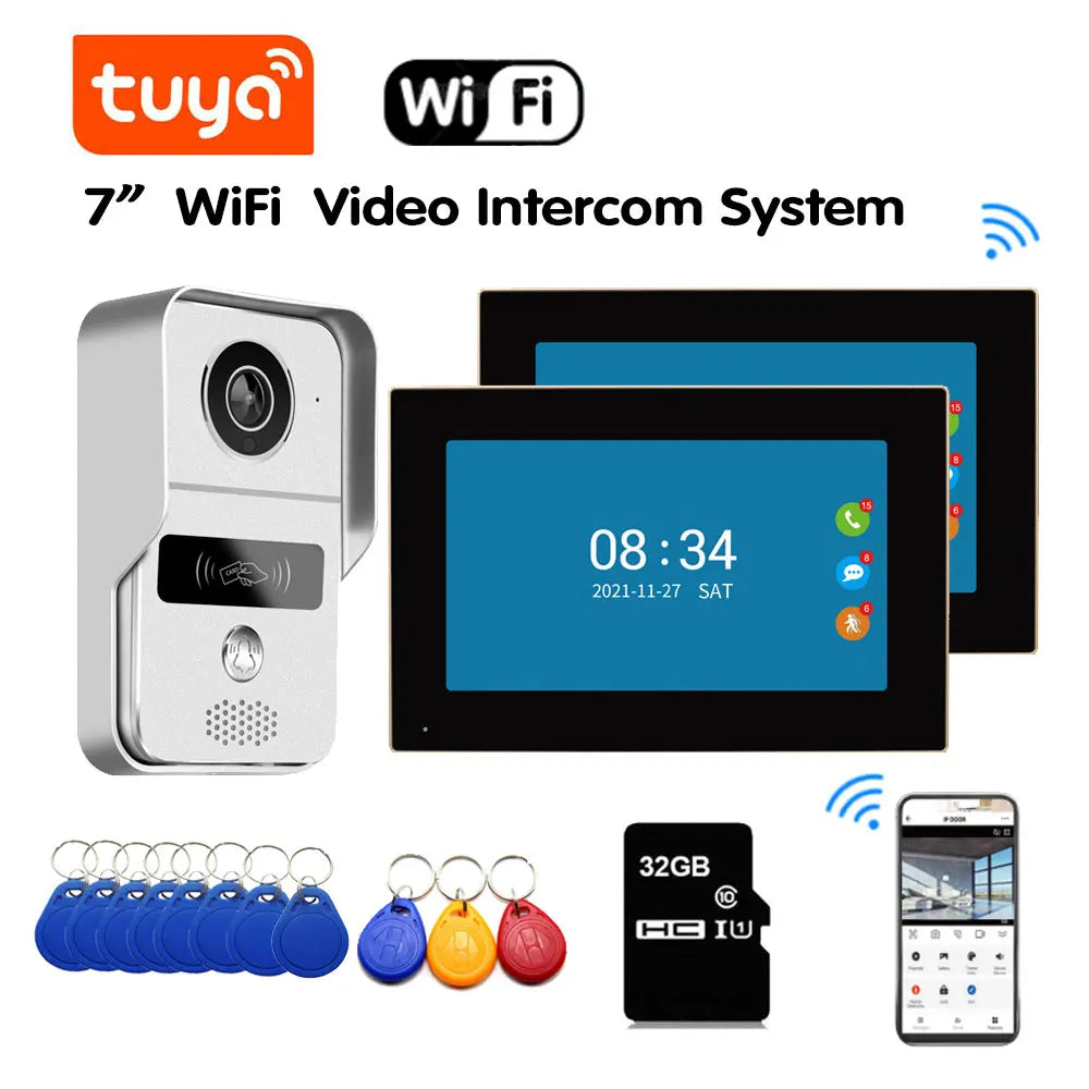 Smart 7" Monitor WiFi Tuya Video Doorbell