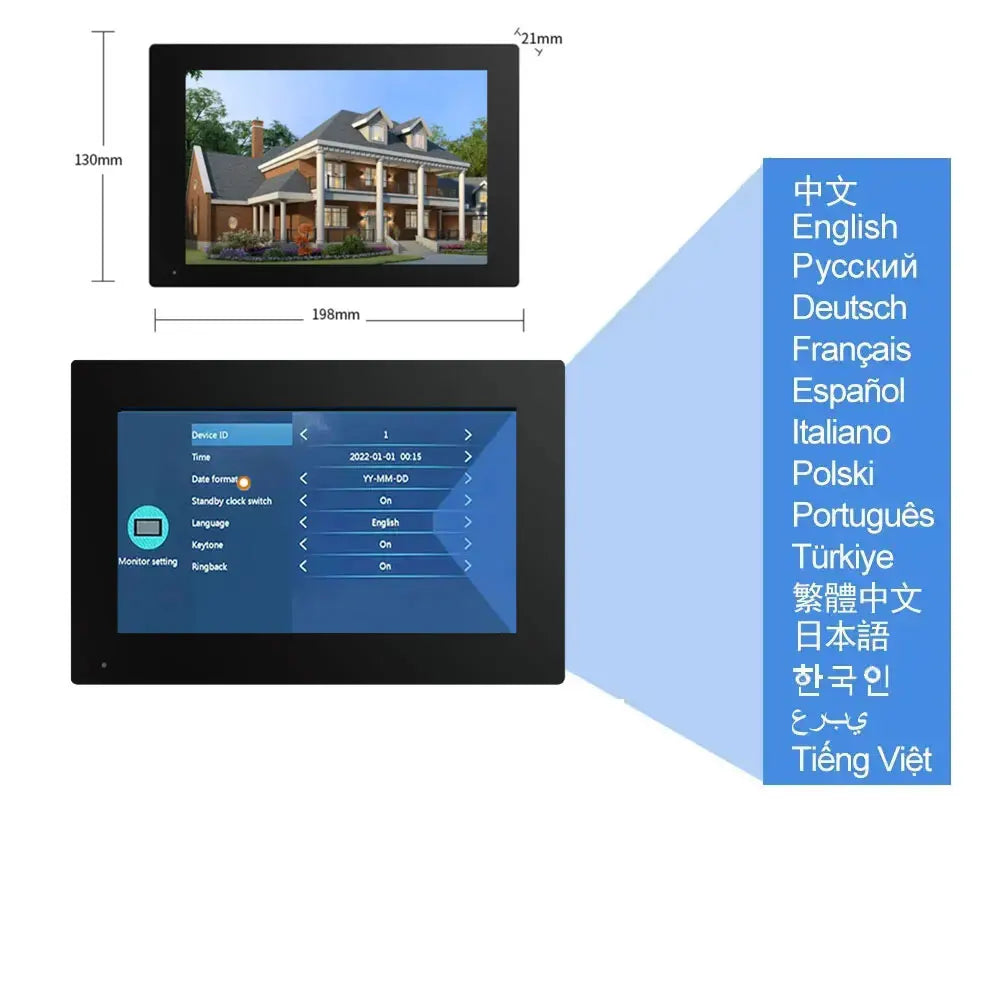 Smart 7" Monitor WiFi Tuya Video Doorbell