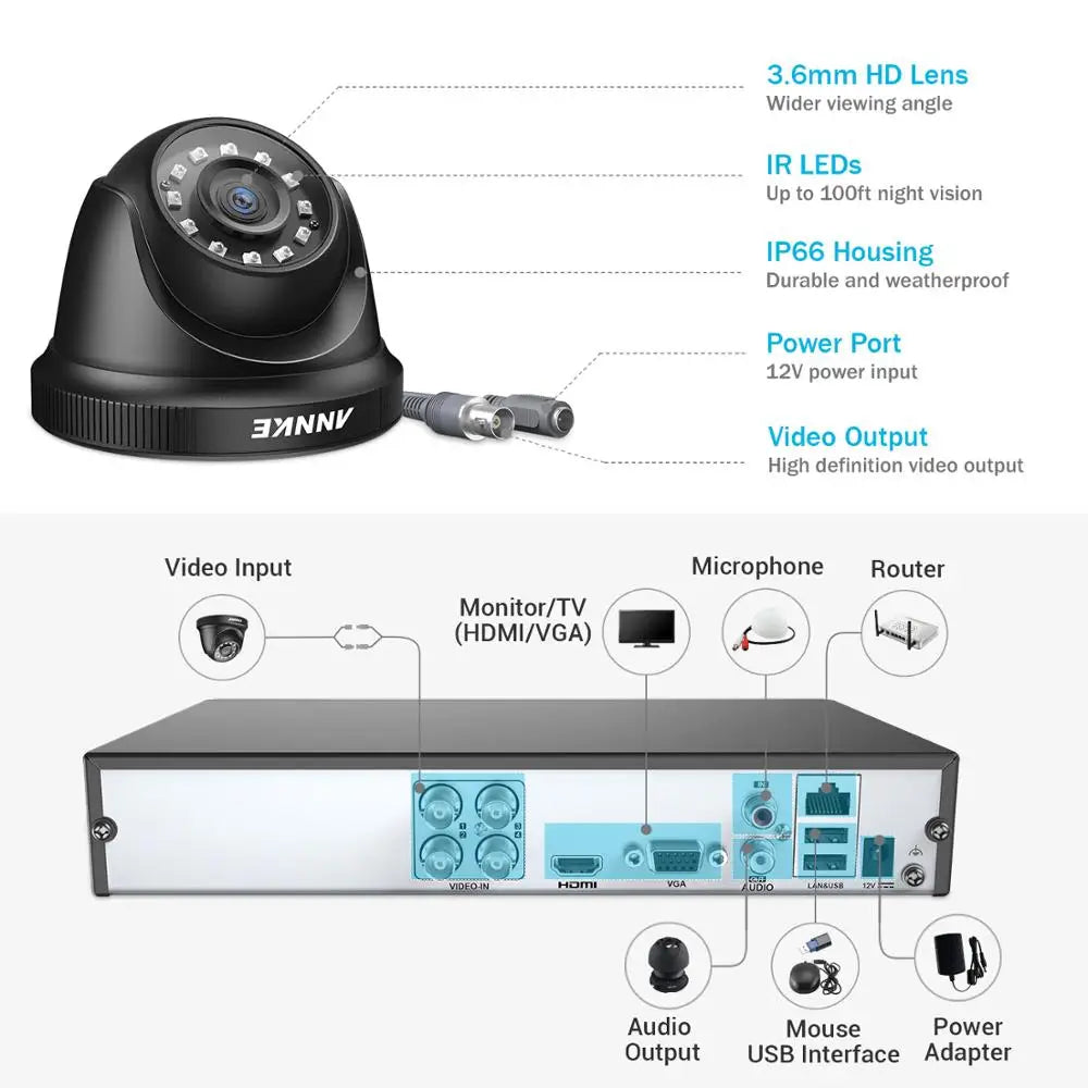 4pcs 2.0MP IR Night Vision Security Camera