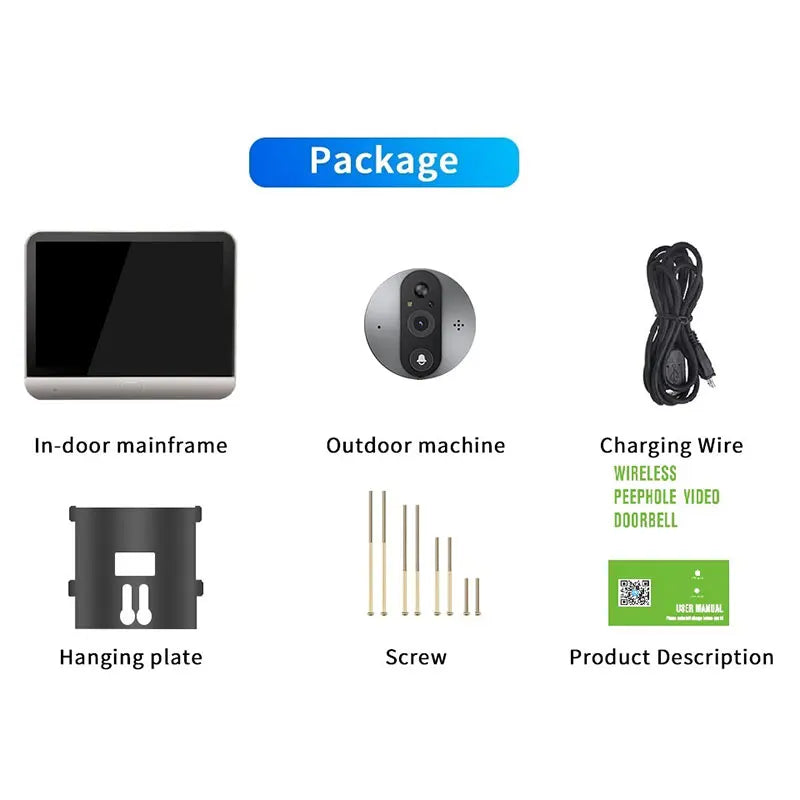 Tuya Peephole Camera Smart WiFi Video Wifi Silence 1080P Eye 5000mAh No Feel PIR Motion Alarm Alexa New Security Door Viewer