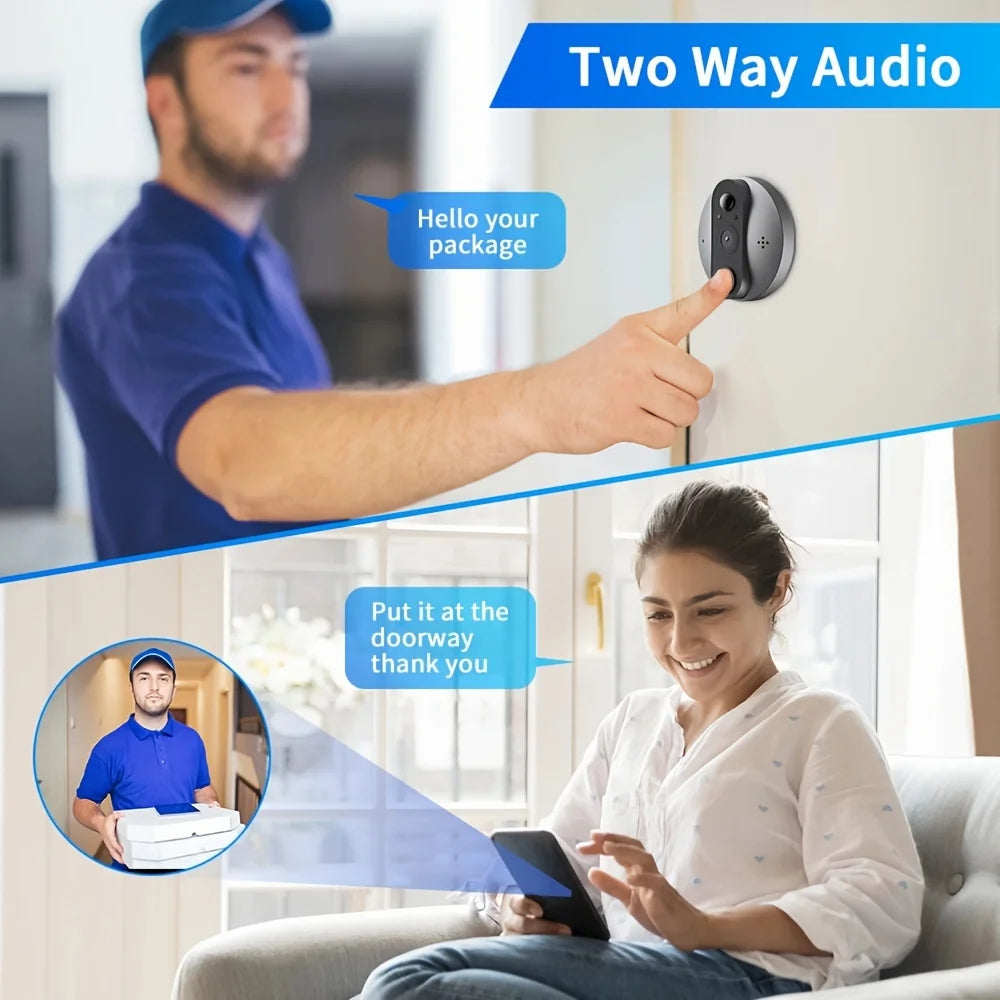 3MP WiFi Doorbell Peephole Night Camera