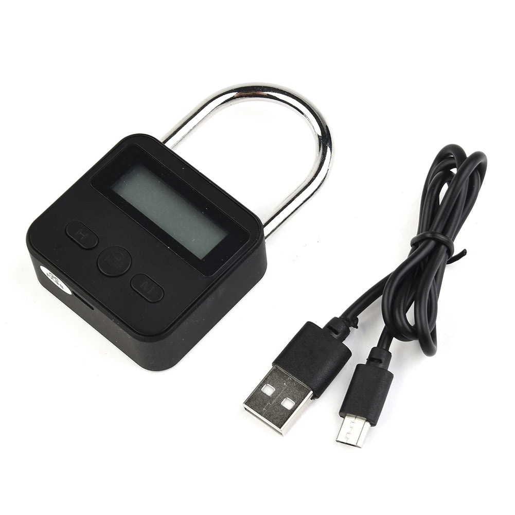 Smart Lock Metal Timing Lock Electronic Lock Timer Padlock Luggage Padlock Rechargeable LCD Display Electronic Time