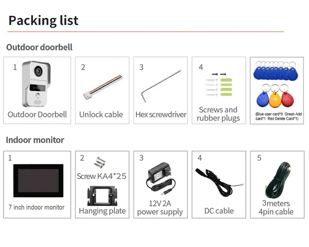 Smart 7" Monitor WiFi Tuya Video Doorbell