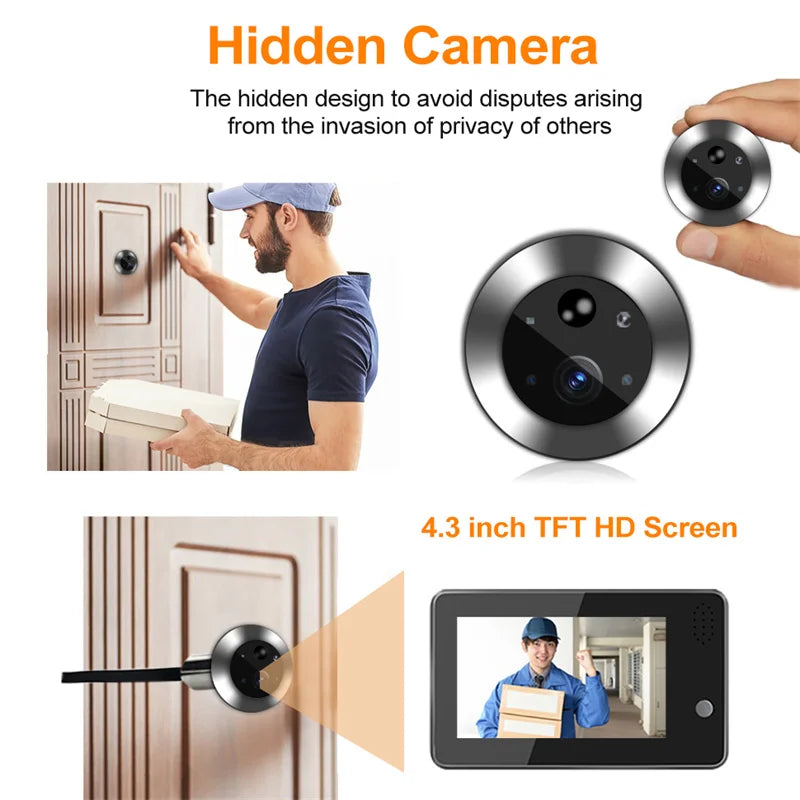 Tuya Peephole Camera Smart WiFi Video Wifi Silence 1080P Eye 5000mAh No Feel PIR Motion Alarm Alexa New Security Door Viewer