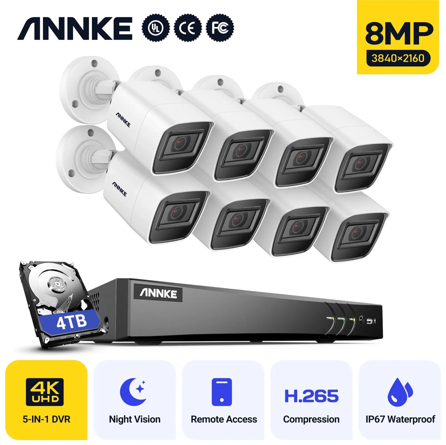 4K Ultra HD 8CH DVR CCTV Security System