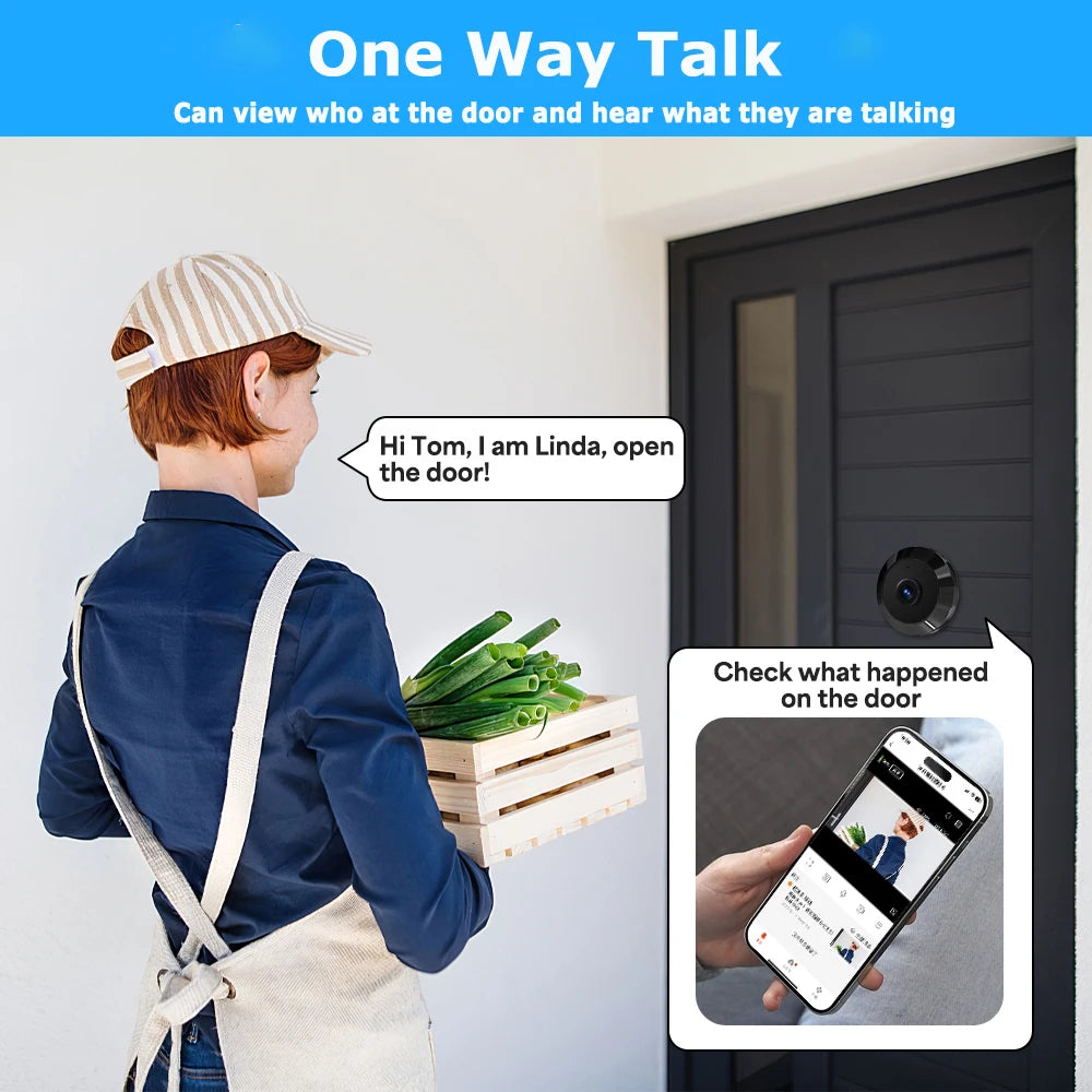 Black Mini 1080P Tuya Smart Doorbell Viewer