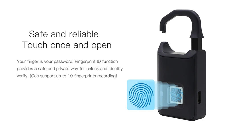 Keyless Electronic Fingerprint Smart Lock Door Super Long Standby Electronic Padlock Warehouse Bag Luggage