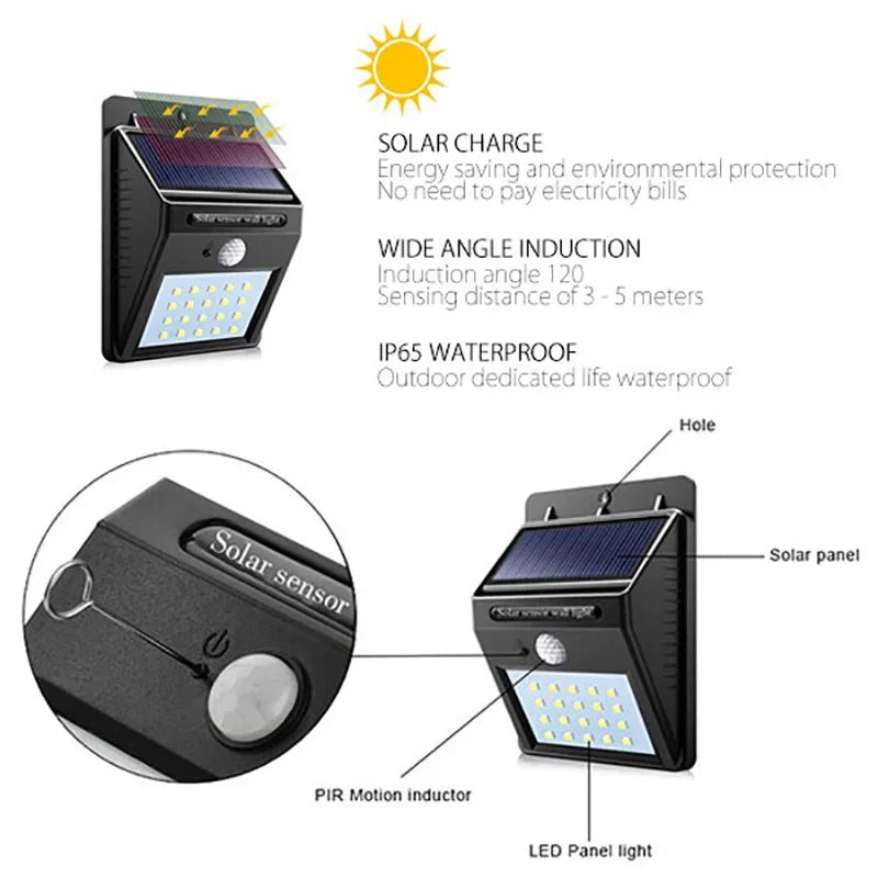 30 LED Solar Lights PIR Motion Sensor