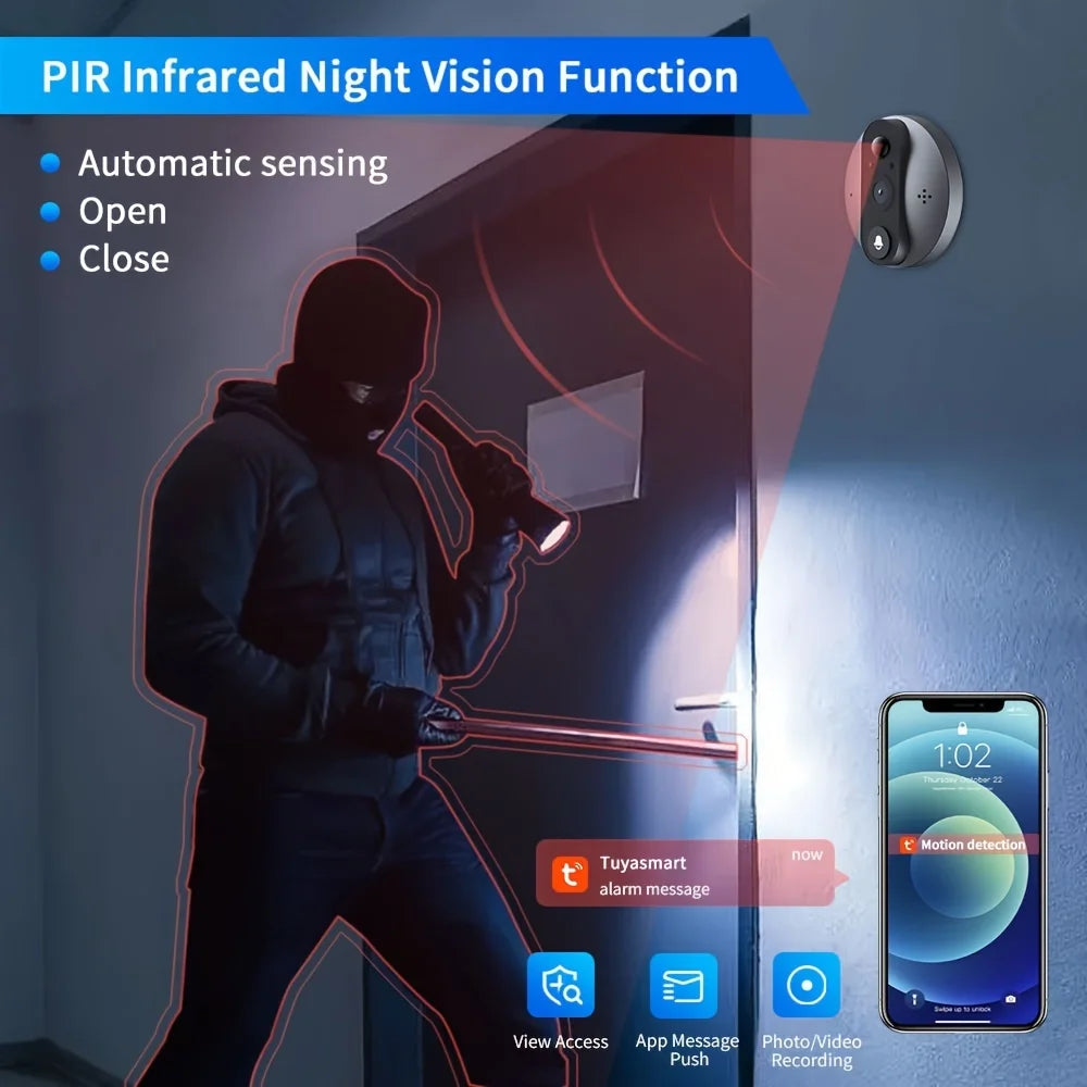 3MP WiFi Doorbell Peephole Night Camera