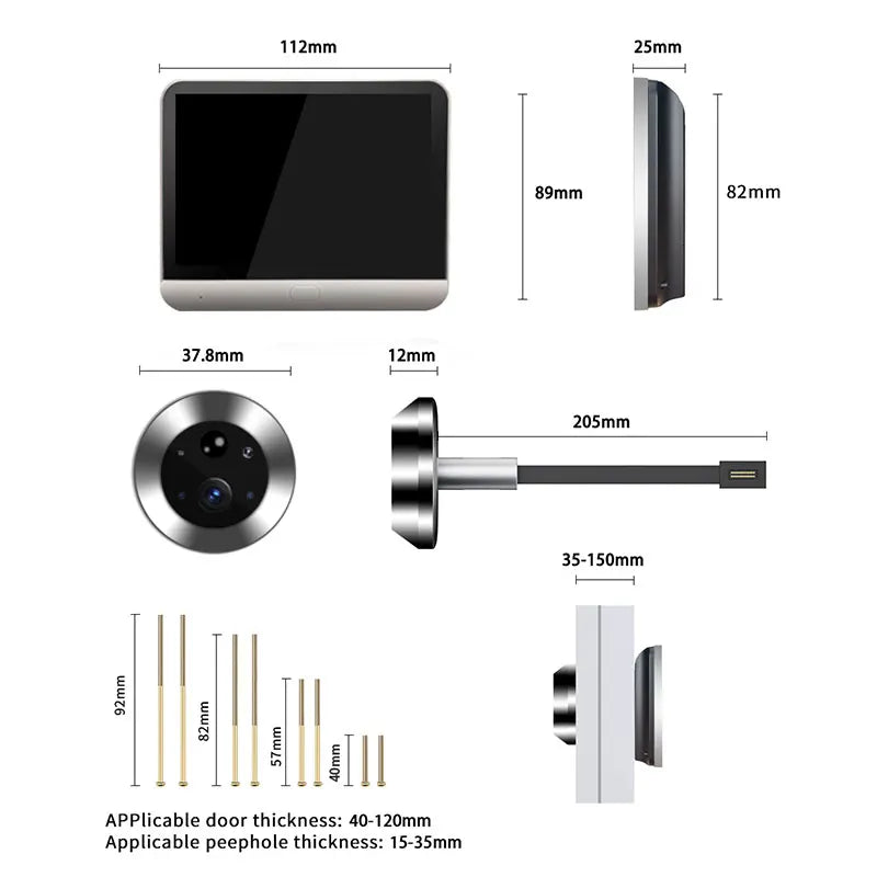 Tuya Peephole Camera Smart WiFi Video Wifi Silence 1080P Eye 5000mAh No Feel PIR Motion Alarm Alexa New Security Door Viewer