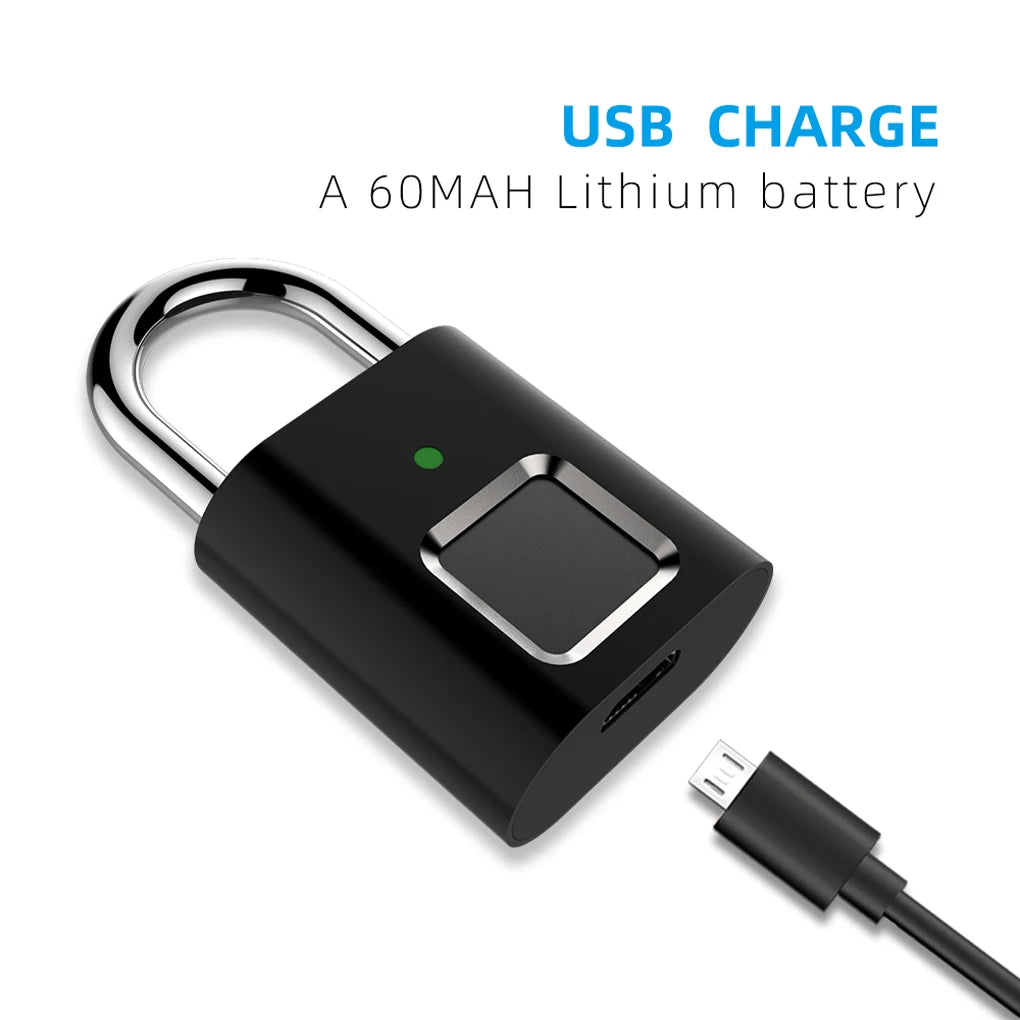 Smart Security Padlock APP Control Fingerprint Lock with Power Cable