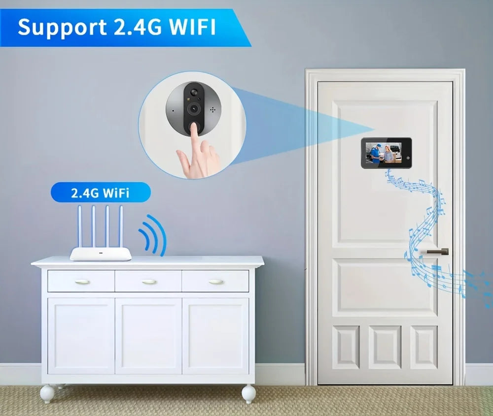3MP WiFi Doorbell Peephole Night Camera