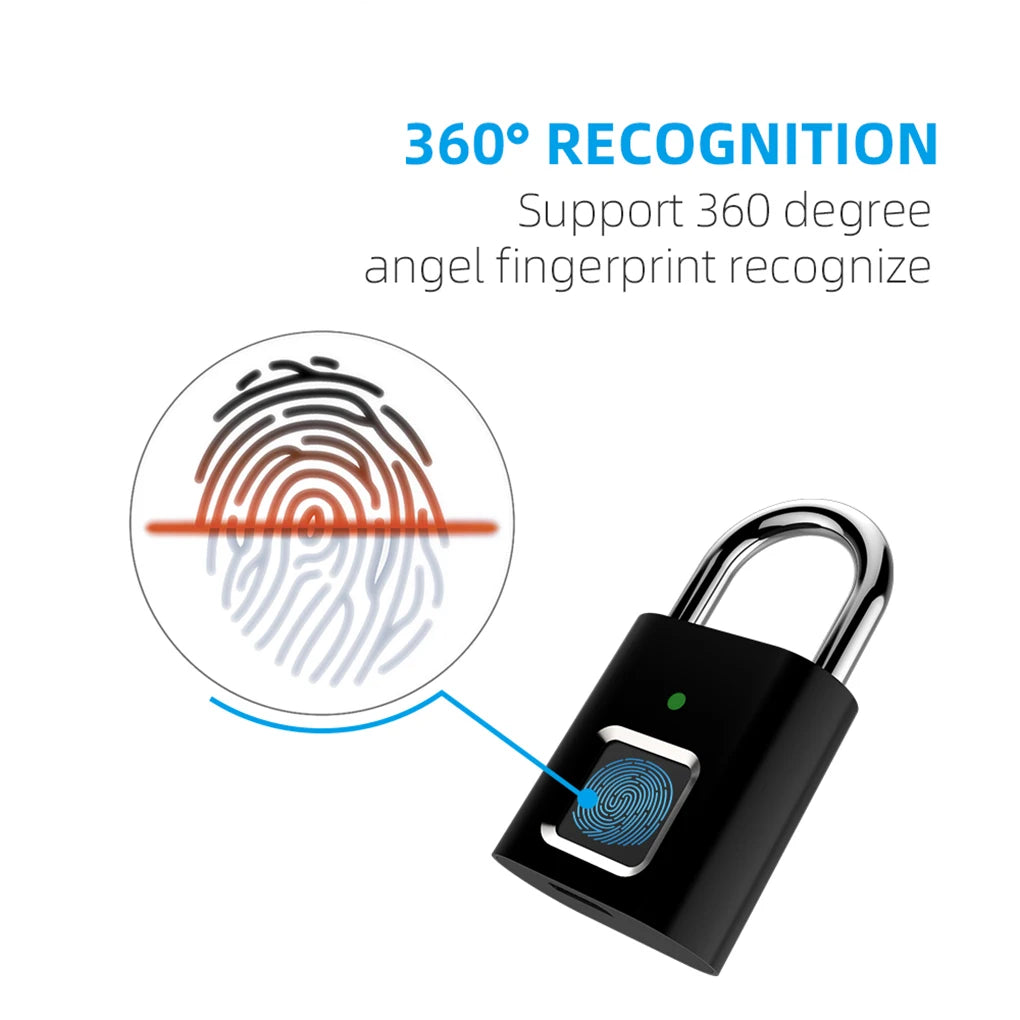 Smart Security Padlock APP Control Fingerprint Lock with Power Cable